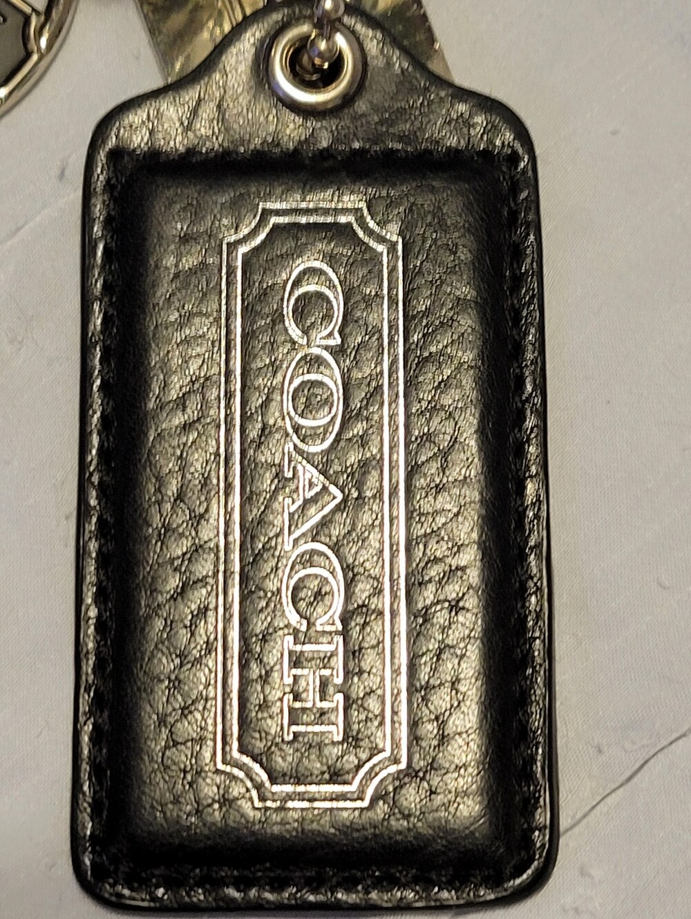 COACH EUC! Black Leather LEGACY #24967 Replacement Tag Fob With CREED ON BACK